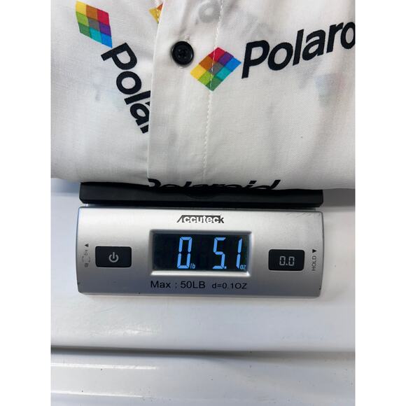 Polaroid Mens Shirt Short Sleeve Button Down Retro All-Over Graphic M White - Picture 11 of 11